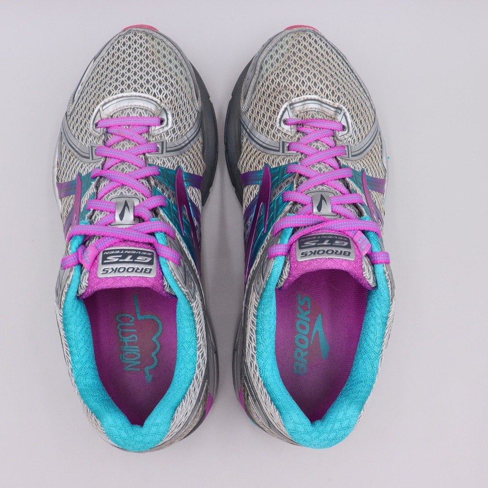 Brooks Adrenaline GTS 17 Womens Size 9.5 2E US Silver Pink Teal Running Shoes - Picture 7 of 8